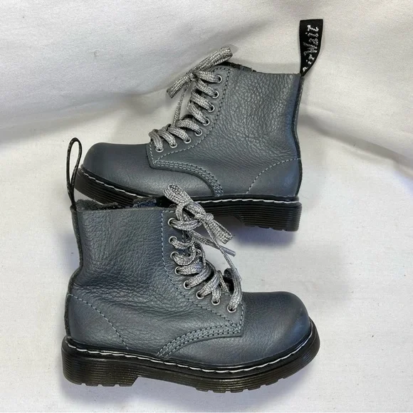 Dr. Martens 1460 Pascal T Docs Toddler Kids Size 8 Pascal Gunmetal Gray Boots - Picture 3 of 11